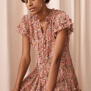 REBECCA TAYLOR MARGO FLORAL SILK COTTON VOILE DRESS